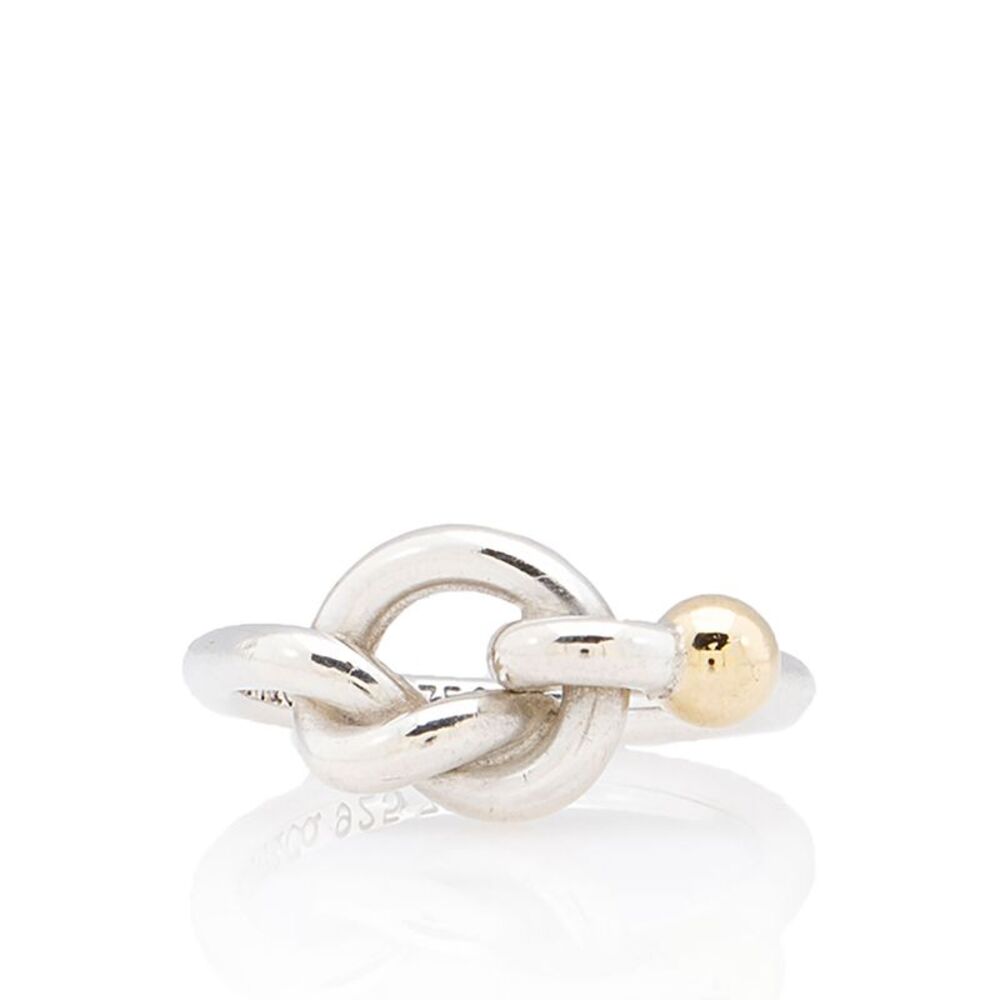 Tiffany & Co. Sterling Silver and 18k Hook and Eye Love Knot Ring - Size 4 1/4